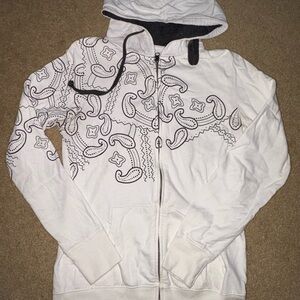 Threads 4 Thought White and Black Patterned Hoodie